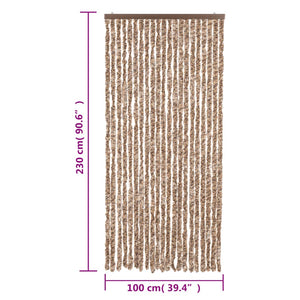 vidaXL Fliegenvorhang Beige und Dunkelbraun 100x230 cm Chenille