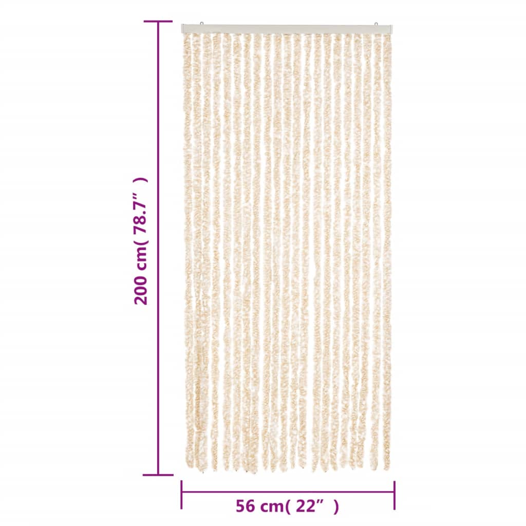 vidaXL Fliegenvorhang Beige und Weiß 56x200 cm Chenille