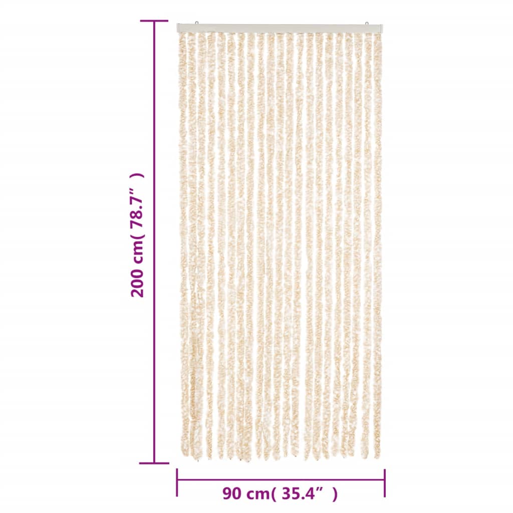 vidaXL Fliegenvorhang Beige und Weiß 90x200 cm Chenille