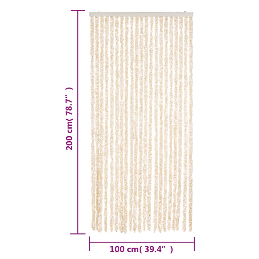 vidaXL Fliegenvorhang Beige und Weiß 100x200 cm Chenille