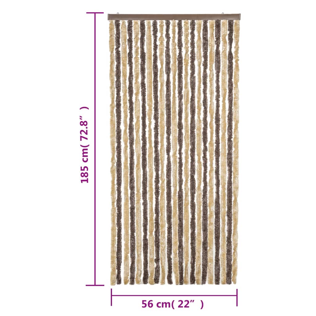 Fliegenvorhang Dunkelbraun und Beige 56x185 cm Chenille