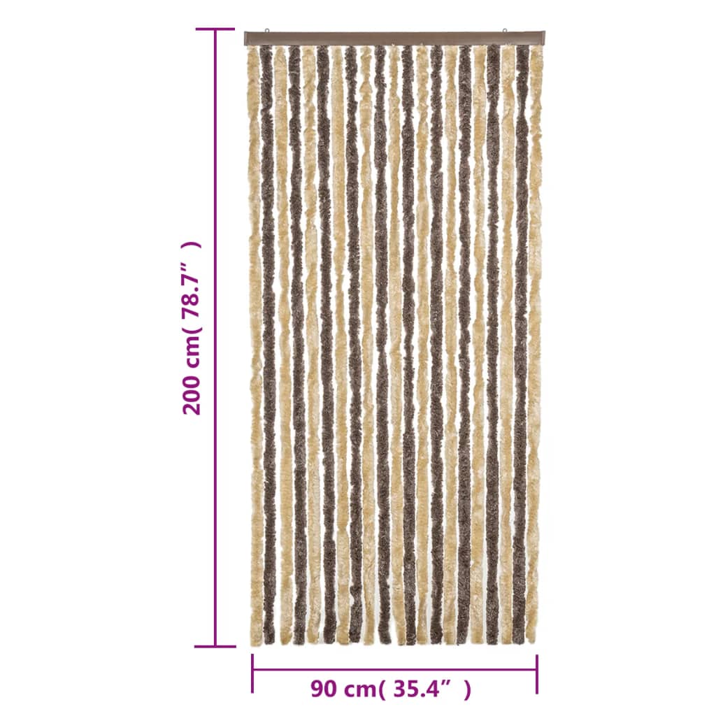 vidaXL Fliegenvorhang Dunkelbraun und Beige 90x200 cm Chenille