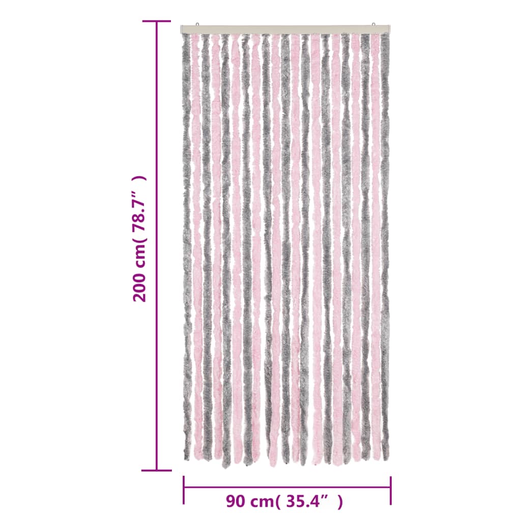 vidaXL Fliegenvorhang Silbergrau und Rosa 90x200 cm Chenille