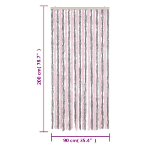 vidaXL Fliegenvorhang Silbergrau und Rosa 90x200 cm Chenille