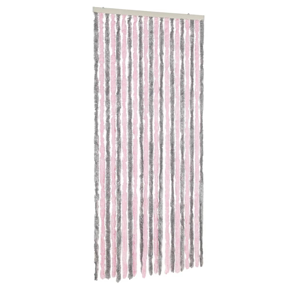 vidaXL Fliegenvorhang Silbergrau und Rosa 90x220 cm Chenille