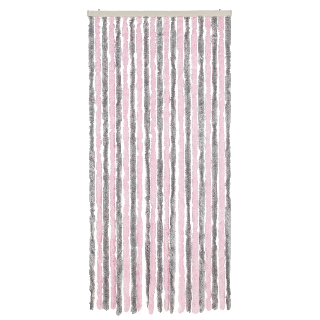 vidaXL Fliegenvorhang Silbergrau und Rosa 90x220 cm Chenille