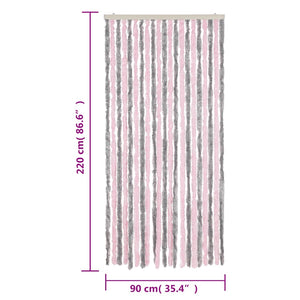 vidaXL Fliegenvorhang Silbergrau und Rosa 90x220 cm Chenille