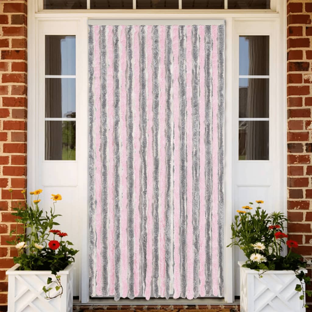 vidaXL Fliegenvorhang Silbergrau und Rosa 90x220 cm Chenille