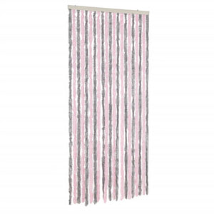 vidaXL Fliegenvorhang Silbergrau und Rosa 100x200 cm Chenille