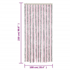 vidaXL Fliegenvorhang Silbergrau und Rosa 100x230 cm Chenille