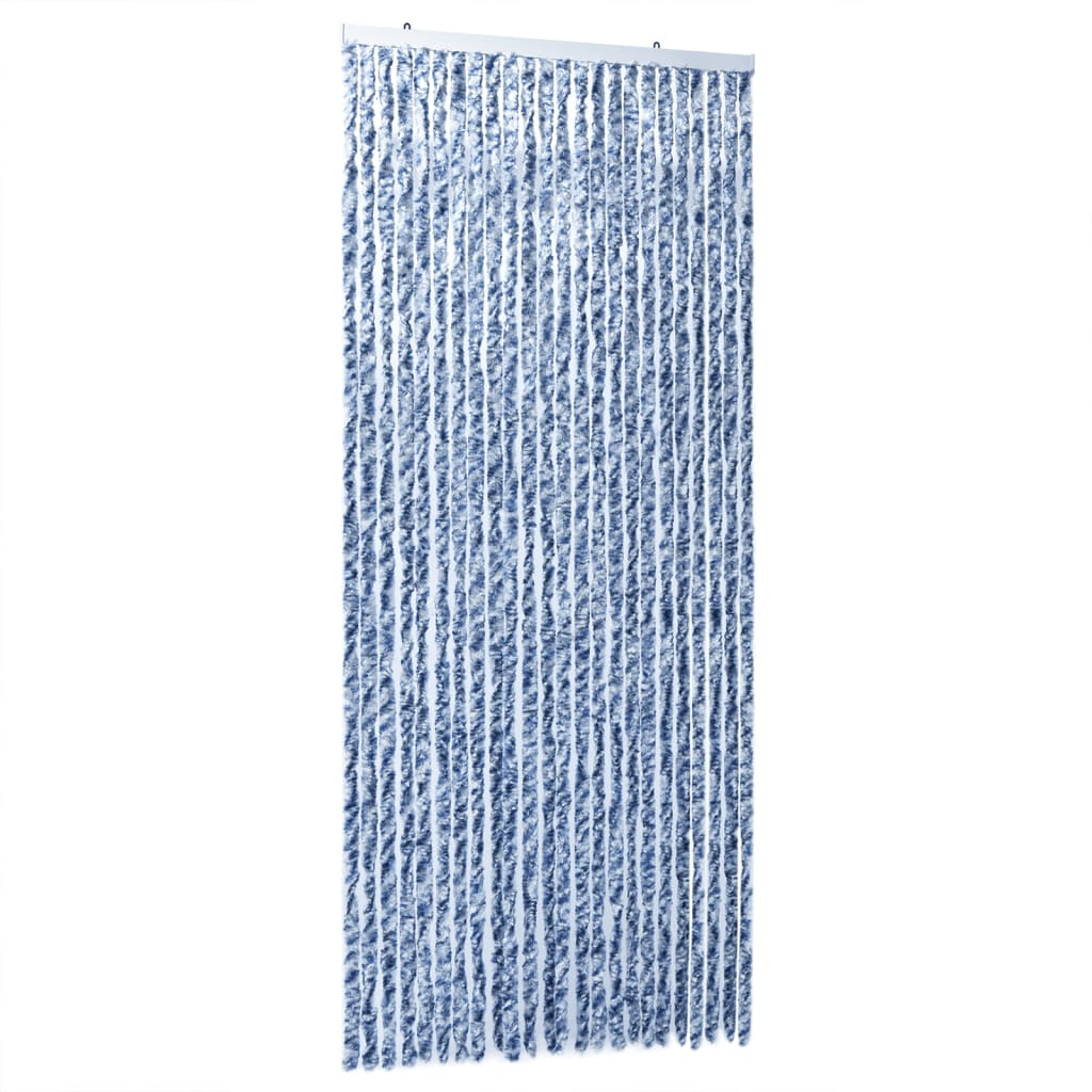 vidaXL Fliegenvorhang Blau und Weiß 100x230 cm Chenille