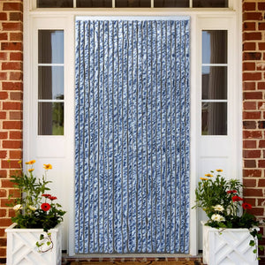 vidaXL Fliegenvorhang Blau und Weiß 100x230 cm Chenille