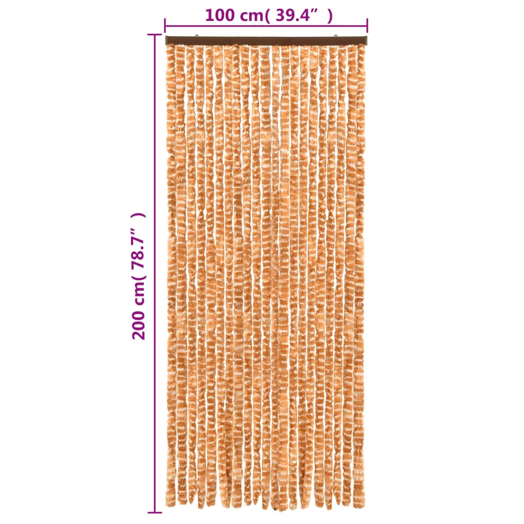 vidaXL Fliegenvorhang Ocker und Weiß 100x200 cm Chenille