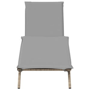 Sonnenliege mit Auflage Beige Poly Rattan