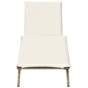 Sonnenliege mit Auflage Beige Poly Rattan