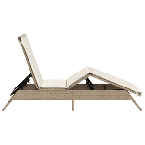 Sonnenliege mit Auflage Beige Poly Rattan