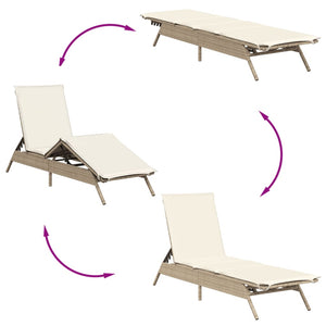 Sonnenliege mit Auflage Beige Poly Rattan