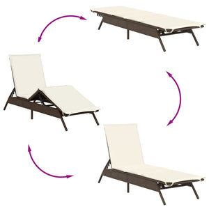 vidaXL Sonnenliegen 2 Stk. mit Tisch Braun Poly Rattan