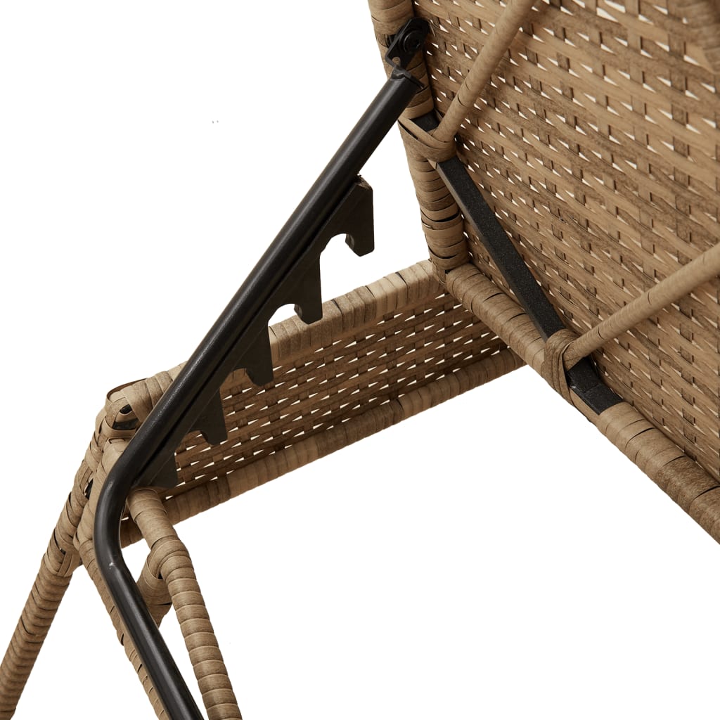 vidaXL Sonnenliegen 2 Stk. mit Tisch Beige Poly Rattan