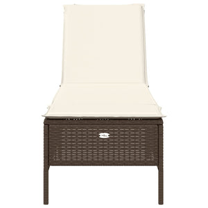 Sonnenliege mit Auflage Braun Poly Rattan