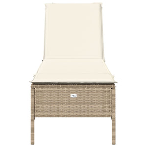 Sonnenliege mit Auflage Beige Poly Rattan