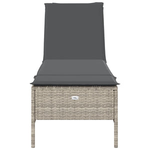 vidaXL Sonnenliege mit Auflage Hellgrau Poly Rattan