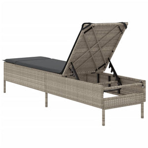 vidaXL Sonnenliege mit Auflage Hellgrau Poly Rattan