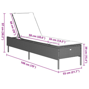 vidaXL Sonnenliege mit Auflage Hellgrau Poly Rattan