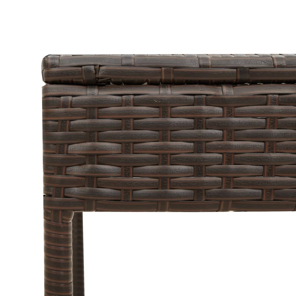 Sonnenliege mit Tisch und Auflage Braun Poly Rattan