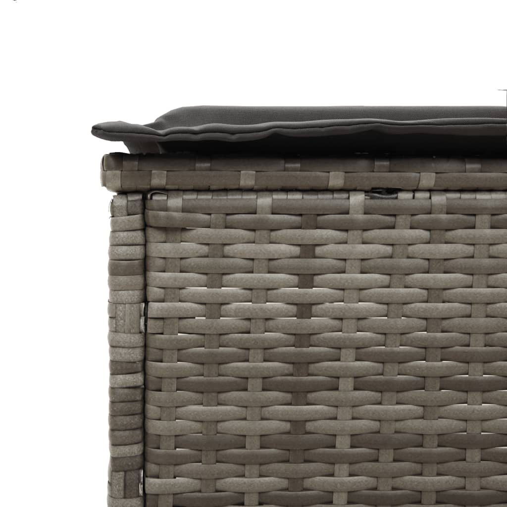 vidaXL Sonnenliege mit Tisch und Auflage Grau Poly Rattan