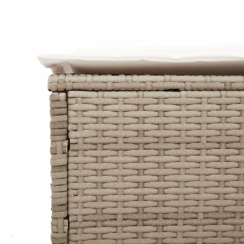 vidaXL Sonnenliege mit Tisch und Auflage Beige Poly Rattan