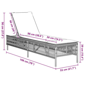 vidaXL Sonnenliege mit Auflage Schwarz Poly-Rattan