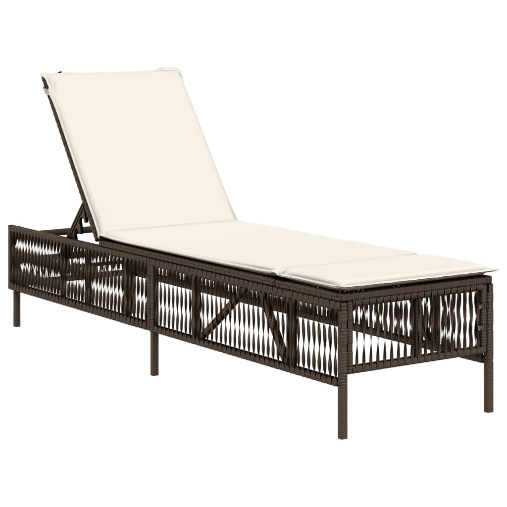 Sonnenliege mit Auflage Braun Poly Rattan