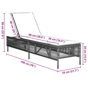 Sonnenliege mit Auflage Hellgrau Poly Rattan