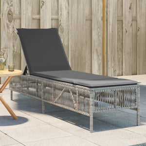 Sonnenliege mit Auflage Hellgrau Poly Rattan