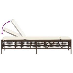 Sonnenliegen 2 Stk. mit Tisch Braun Poly Rattan