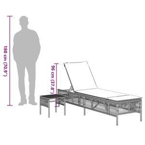 vidaXL Sonnenliegen 2 Stk. mit Tisch Beige Poly Rattan