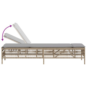 vidaXL Sonnenliegen 2 Stk. mit Tisch Beige Poly Rattan