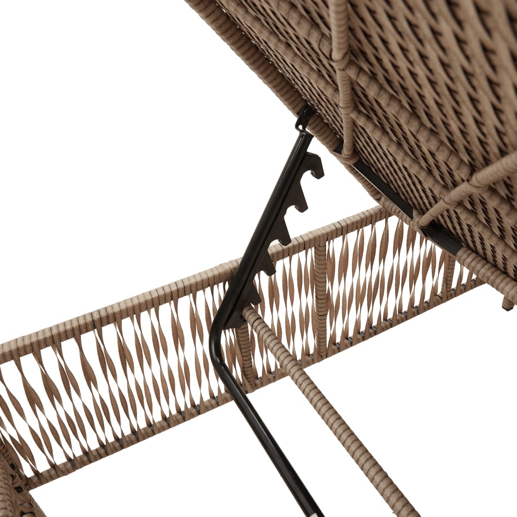 vidaXL Sonnenliegen 2 Stk. mit Tisch Beige Poly Rattan