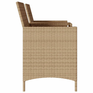 vidaXL Gartensofa 2-Sitzer mit Tisch und Kissen Beige Poly Rattan