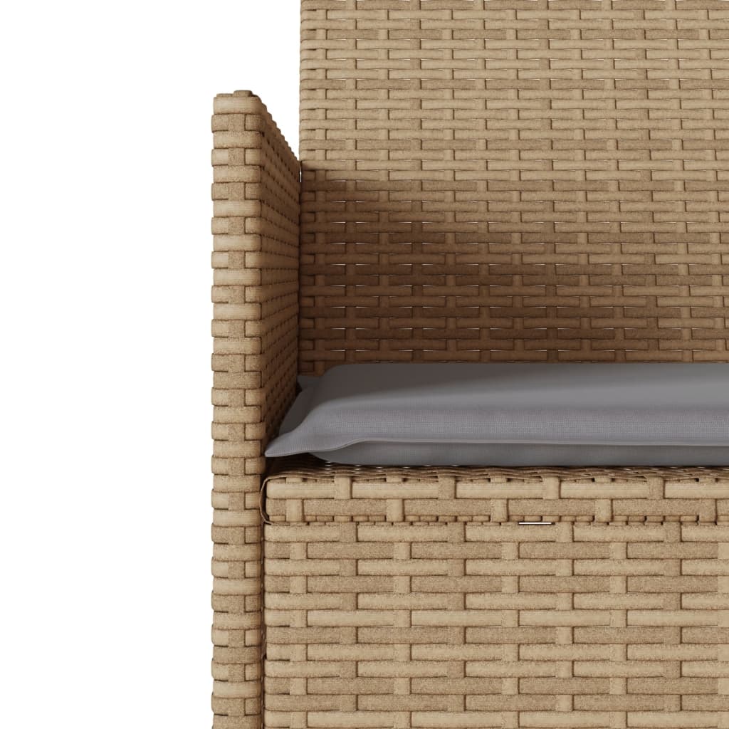 vidaXL Gartensofa 2-Sitzer mit Tisch und Kissen Beige Poly Rattan