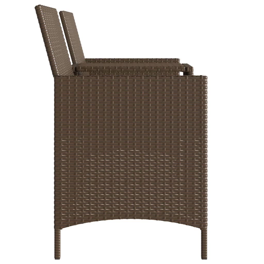 vidaXL Gartensofa 2-Sitzer mit Tisch und Hockern Braun Poly Rattan