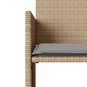 vidaXL Gartensofa 2-Sitzer mit Tisch und Hockern Beige Poly Rattan