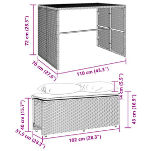 vidaXL 3-tlg. Garten-Essgruppe mit Kissen Schwarz Poly Rattan