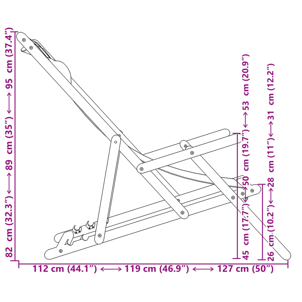 vidaXL Strandstuhl Klappbar Taupe Massivholz Eukalyptus und Stoff