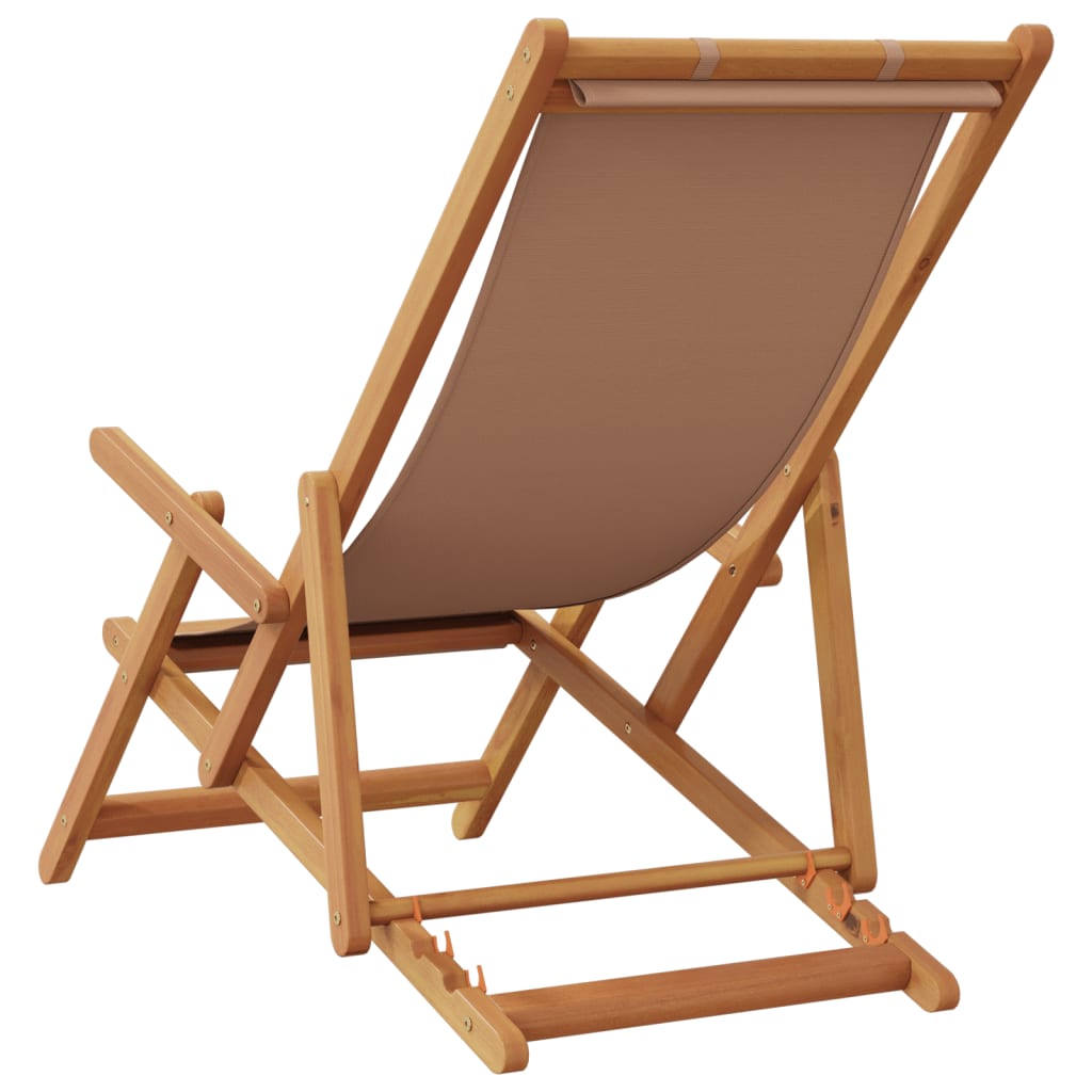 vidaXL Strandstuhl Klappbar Taupe Massivholz Eukalyptus und Stoff