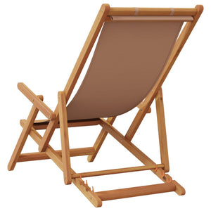 vidaXL Strandstuhl Klappbar Taupe Massivholz Eukalyptus und Stoff