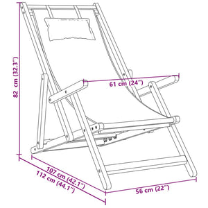 vidaXL Strandstuhl Klappbar Taupe Massivholz Eukalyptus und Stoff