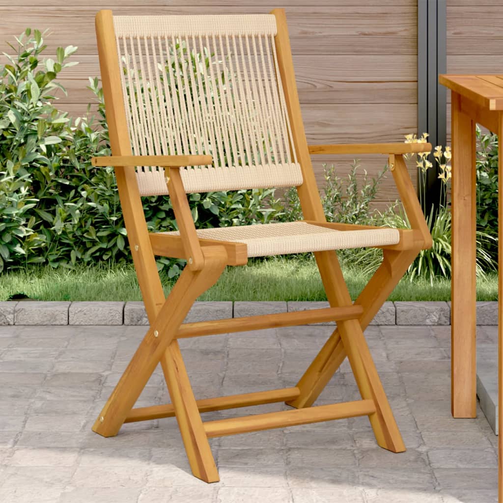 vidaXL Gartenstühle 2 Stk. Beige Massivholz Akazie und Polypropylen