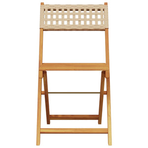 vidaXL Bistrostühle 2 Stk. Beige Massivholz Akazie und Poly-Rattan